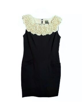 TAYLOR➕Ruffle Embellished Black Dress